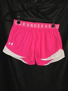 Under Armour Hot Pink Women's Athletic Shorts with White Trim